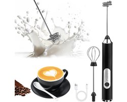 Daity Handheld oplaadbare melkschuimer met 3 snelheidsstanden - drankmixer - elektrische melkschuimer - geschikt voor lattes - cappuccino's - matcha - eieren - eiwitten en andere dranken.