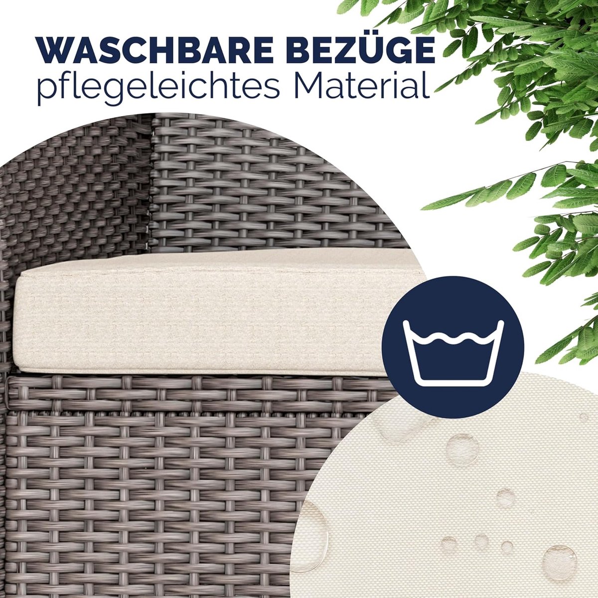 Tuinbank 2-Zits met Tafel 143x55x88 cm – Polyrotan Handgevlochten Loveseat met Opbergruimte en Comfortabele Kussens – Weerbestendig en UV-Bestendig – Laura