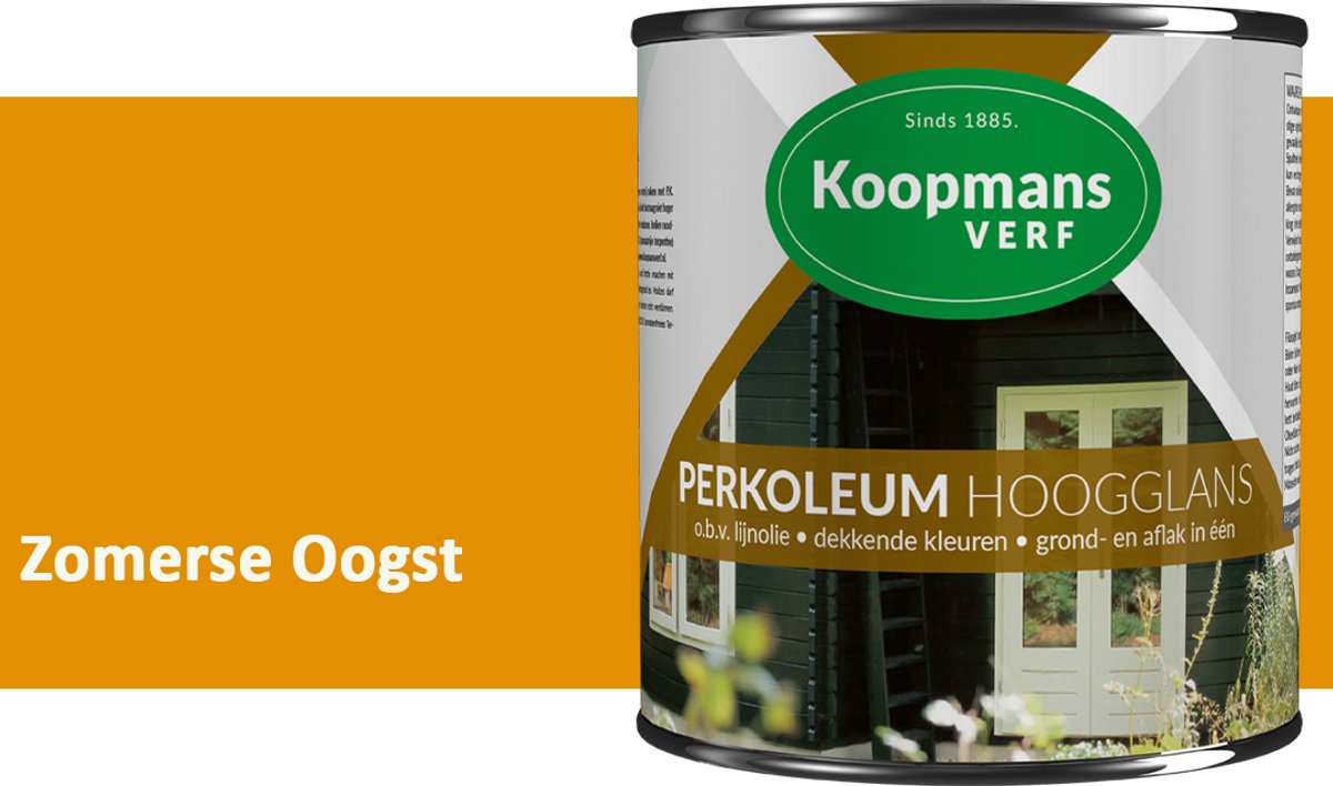Koopmans Perkoleum Hoogglans Dekkend – Zomerse Oogst – 2,5 l – Dekkende Beits Buiten – Schutting, Gevel & Tuinhout