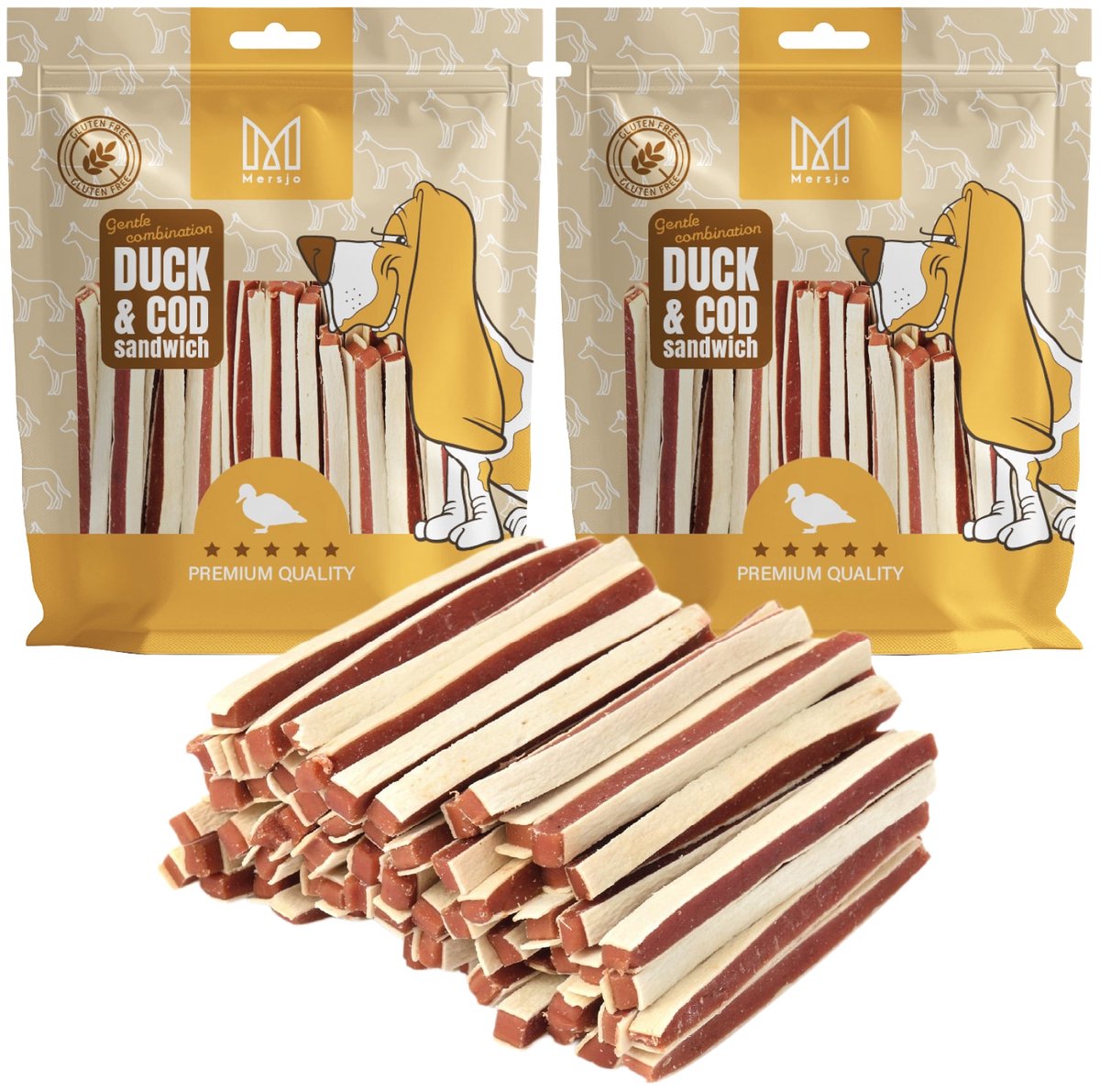 Mersjo Premium - Hondenpraline - Zacht - Sandwich met Eend - 1kg