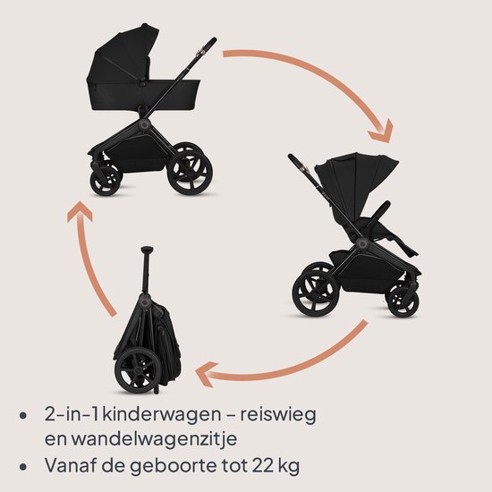 Lionelo Freya 2in1 Kinderwagen - Reiswieg & Wandelwagen - Vanaf Geboorte tot 22 kg - Premium Buggy - PU-Wielen met Vering - Voor- & Achterwaarts Zitje - UPF50+ Kap - Compleet Accessoiresysteem van Merkloos — afbeelding 4