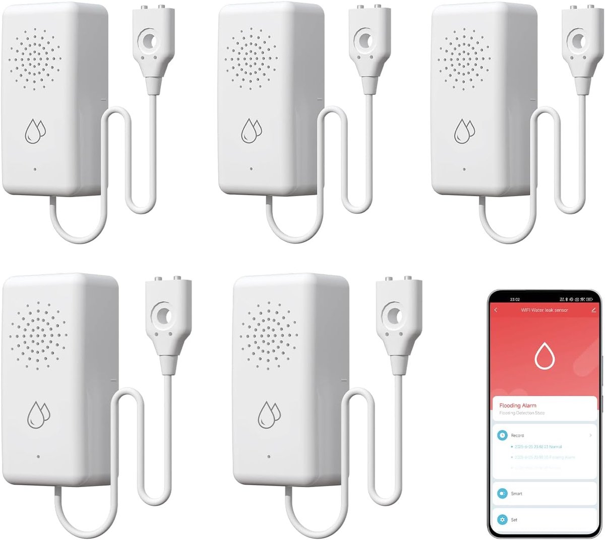 Slimme Watermelder - Lekdetectie Sensor - Wateroverlast Voorkomen - Geen Hub Nodig - IP65 Waterdicht - Wit