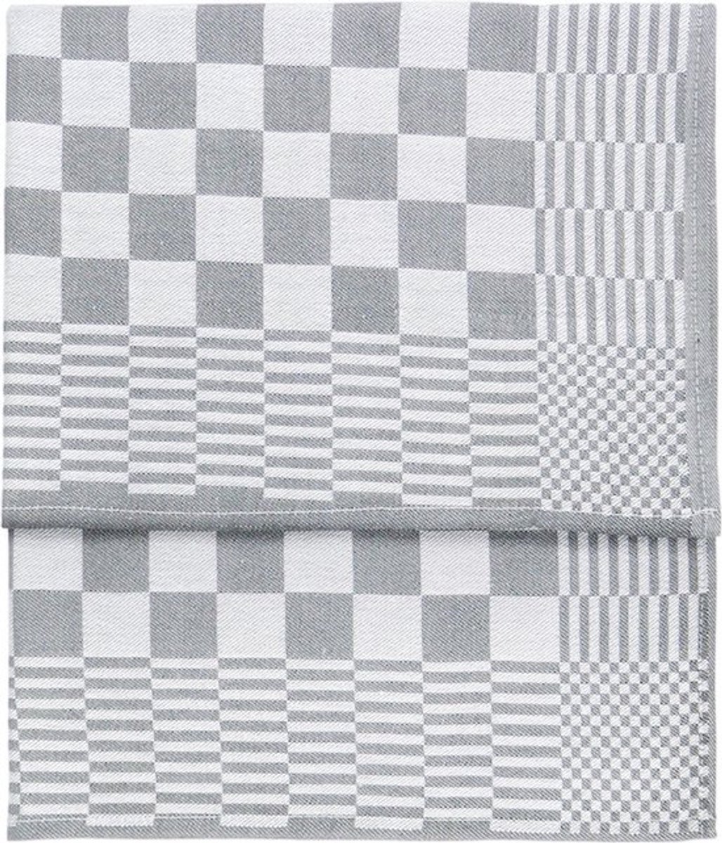 Theedoek - 65x65cm - Grijs - geblokt - 100% katoen - Set 6 stuks