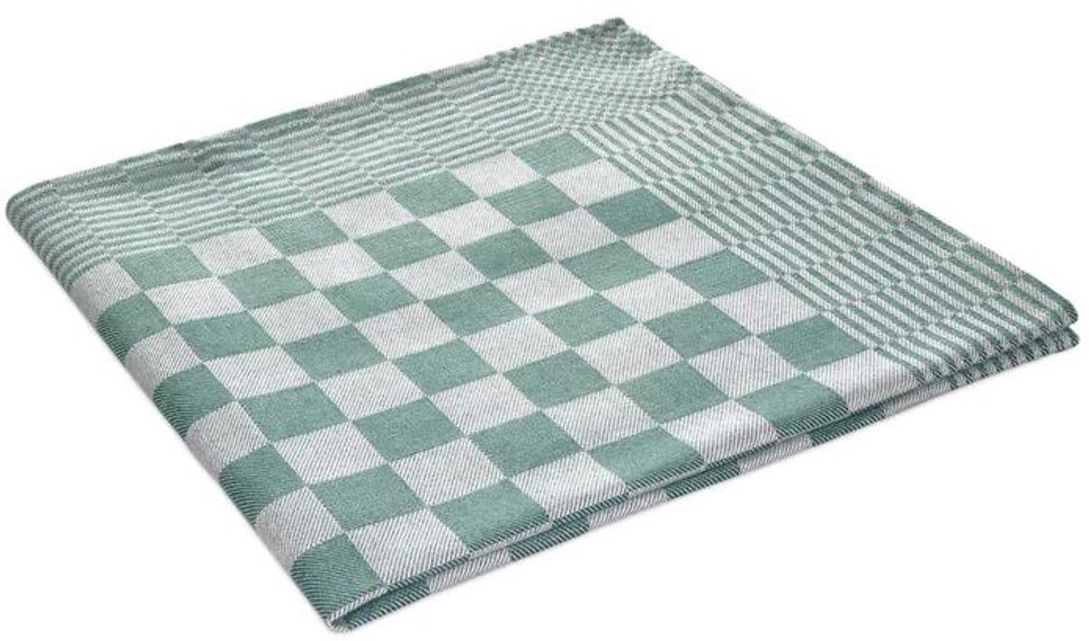 Theedoek - 65x65cm - Groen - geblokt - 100% katoen - Set 6 stuks