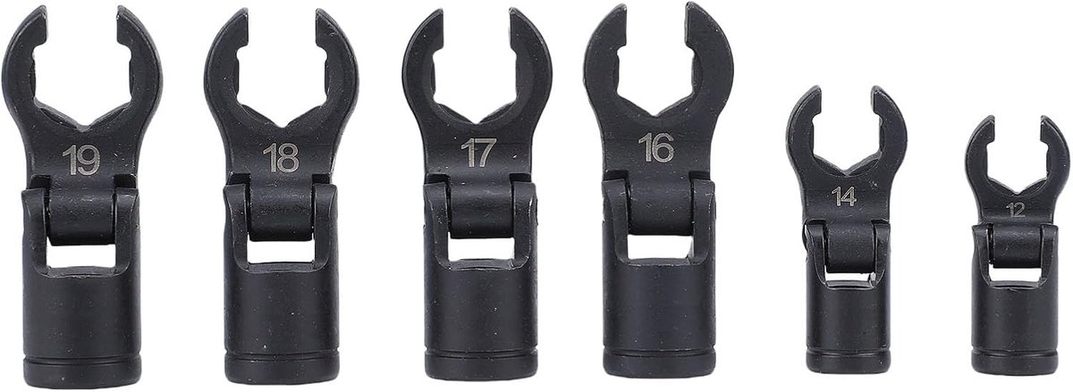 Kraaienpootsleutel Set - Flexibele Dopsleutel - Leidingen Demonteren - 180 Graden Draaibare Kop - 6 Maten 1/2 & 3/8 - Zwart