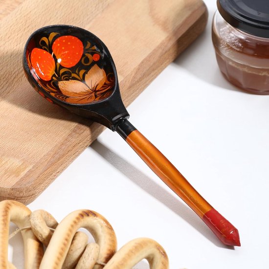 Houten Lepel Set - Keuken Decor - Serveren & Decoratie - Handgeschilderd Kunstwerk - 4-delige Set - Multicolor van houten — afbeelding 5