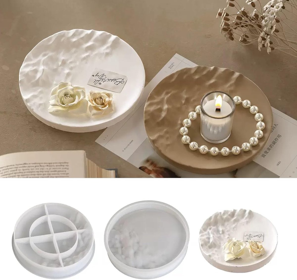 Hars Lade Mallen - Siliconen Tray Mal - DIY Ambachten - Flexibel Materiaal - 16cm Diameter - Wit
