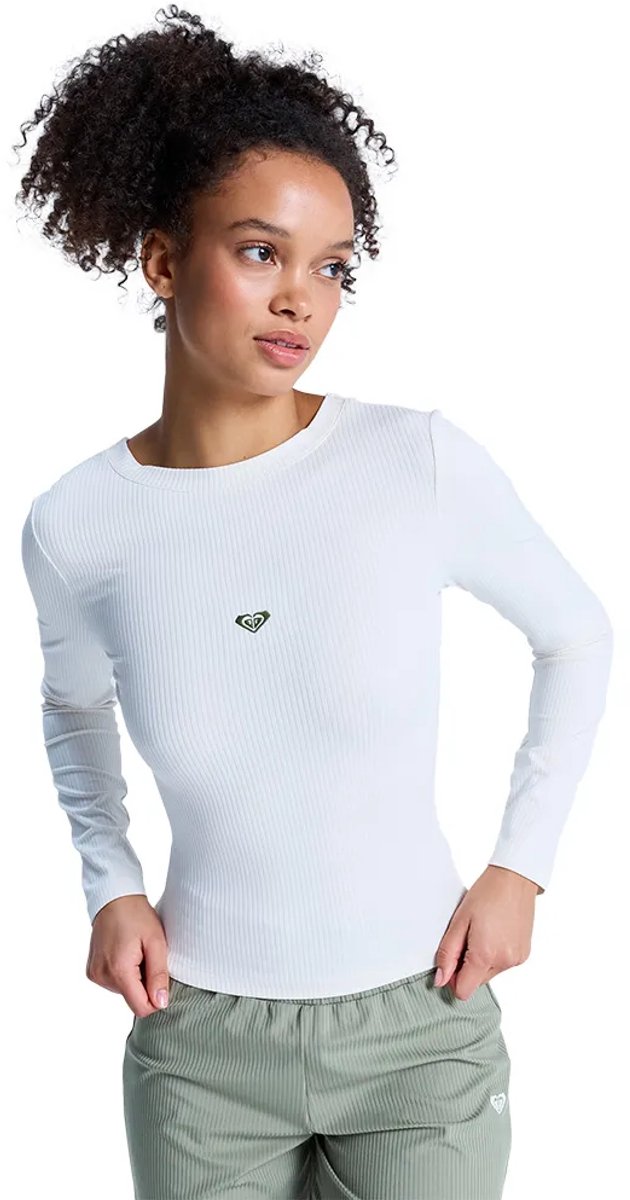 Roxy Rise & Vibe Rib Crossed Top Met Lange Mouwen XL Vrouw Coconut Milk