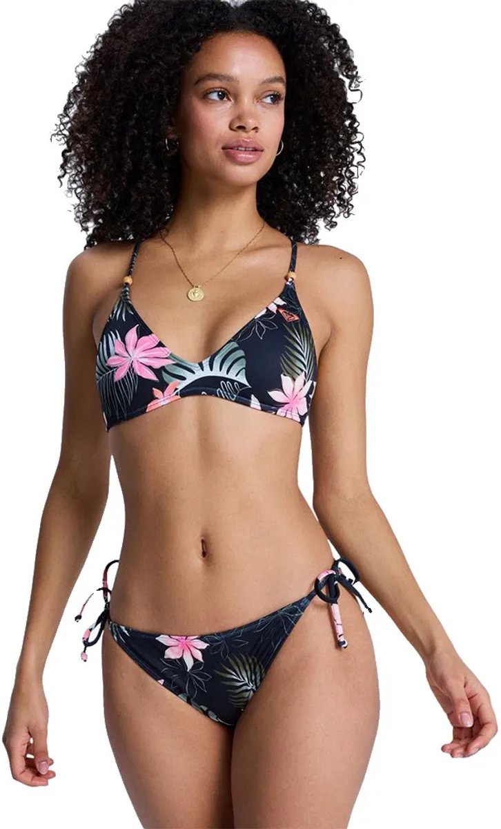 Roxy Paradise Fleur Athletic Triangle Cheeky Bikini S Vrouw Antraciet