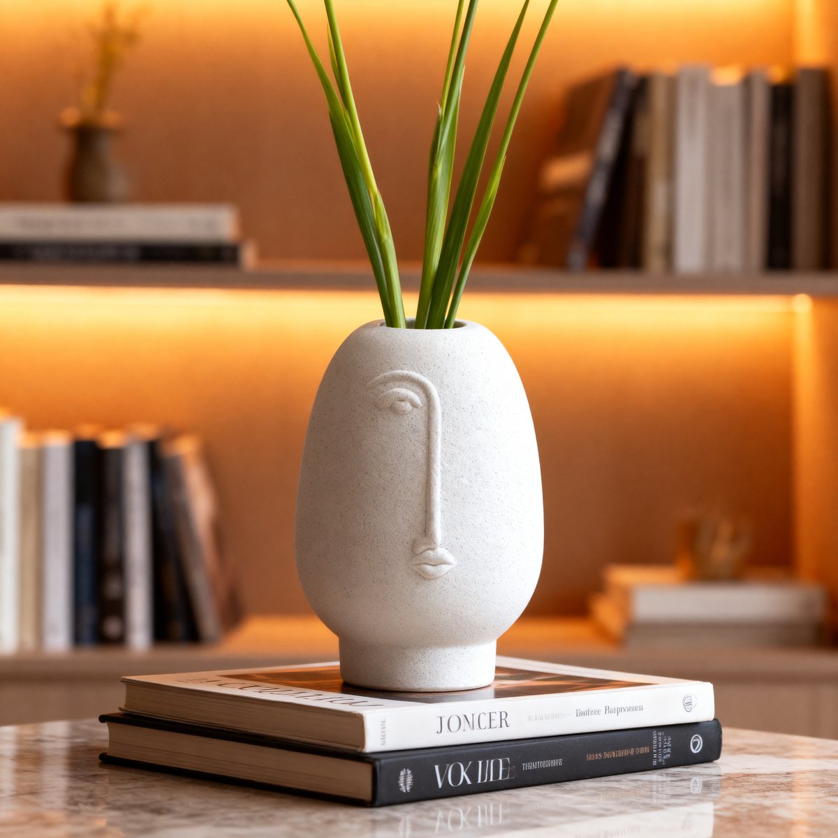 Arti Casa vaas hoofd - porseleinen keramiek vaas met gezichtsmotief - rond modern design - decoratieve vaas voor binnen - niet waterdicht - afmetingen ø10 x h12,3 cm - kleur wit afbeelding