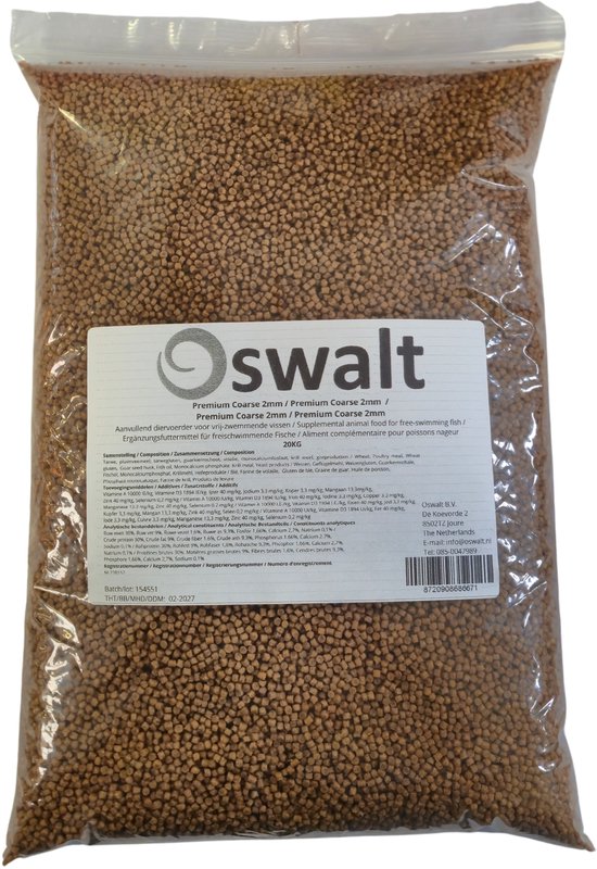 Oswalt - Premium Coarse 2mm - 20KG - Pellet & Aas, Zinkend van Merkloos — afbeelding 2