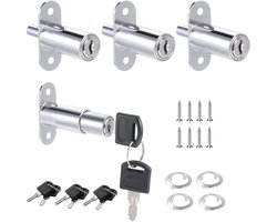 4 Pcs Bolt Lock - Cabinet Lock - Lever Lock - Sliding Door Lock - Cylinder - Furniture Lock - File Cabinet Lock - Open Type voor Administratiekantoren - Magazijnen - Bouwplaatsen