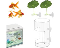 Voerbak Aquarium - Voederstation Vissen - Gemakkelijk Voeren - Inclusief Lotusbladeren - Compact Ontwerp - Blauw