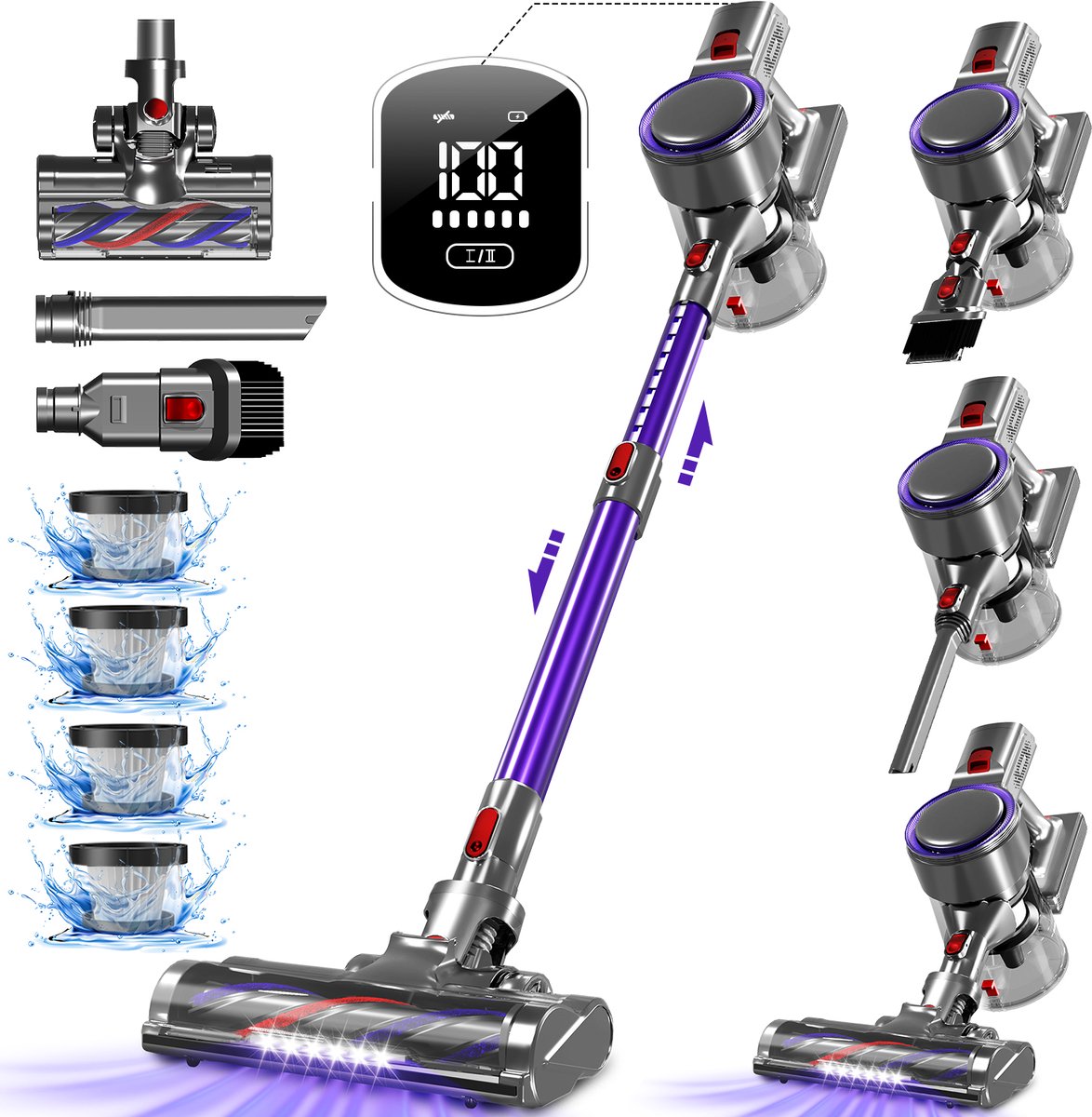 Fukstern Draadloze Steelstofzuiger 55000Pa Zuigkracht - eVatmaster Consulting - €93,99