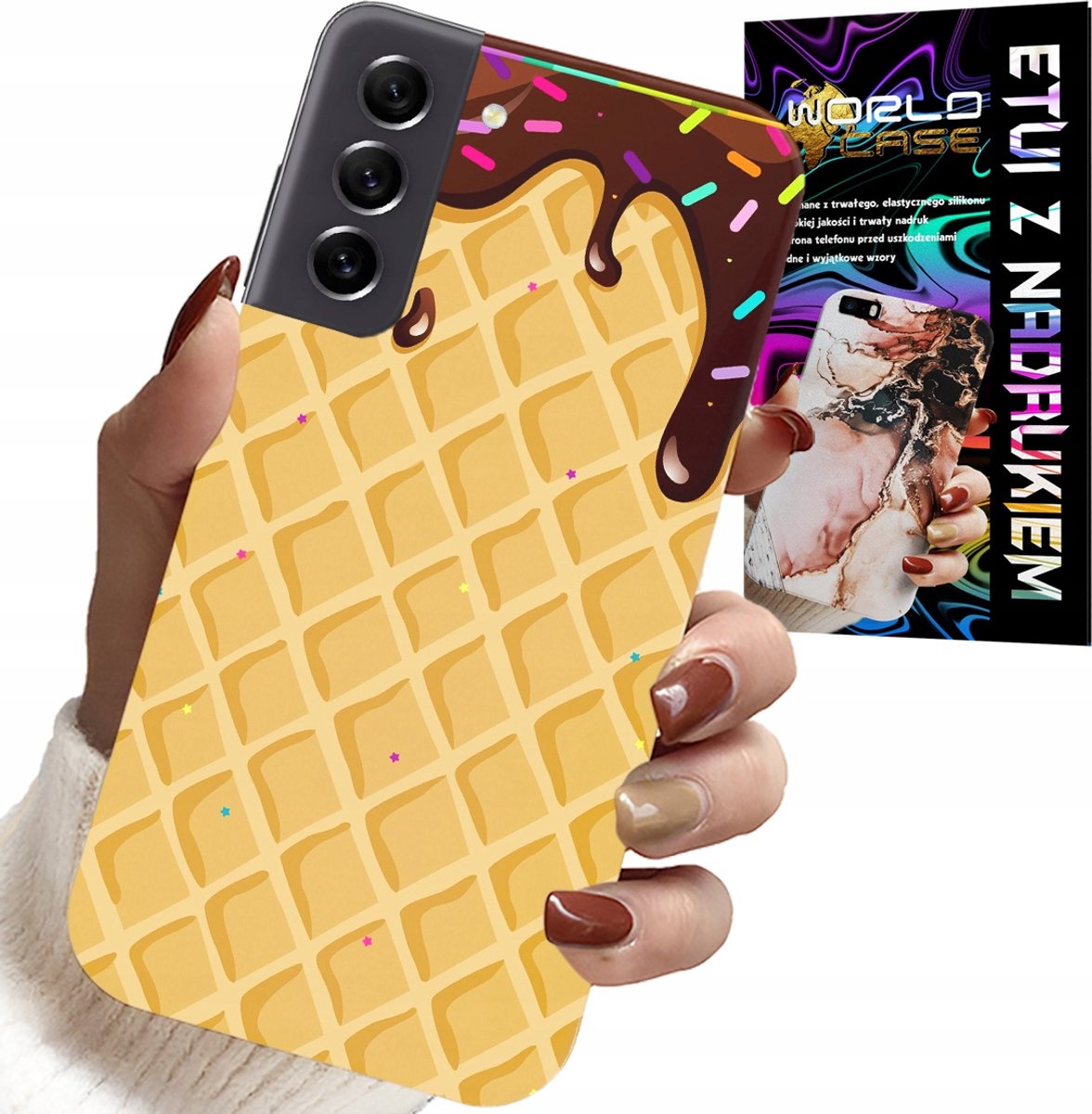 HOESJE VOOR SAMSUNG GALAXY S21 - MET EEN WAFELMOTIF EN CHOCOLADECOATING