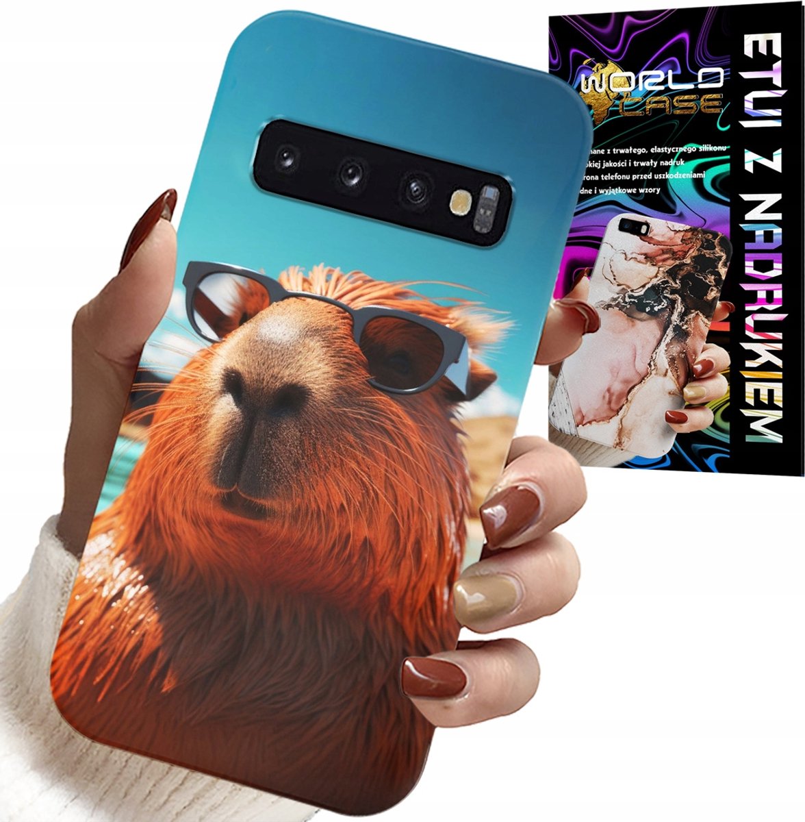 HOES VOOR SAMSUNG GALAXY S10 PLUS - SWEET CAPIBARA, CAPIBARA CASE + FOLIE