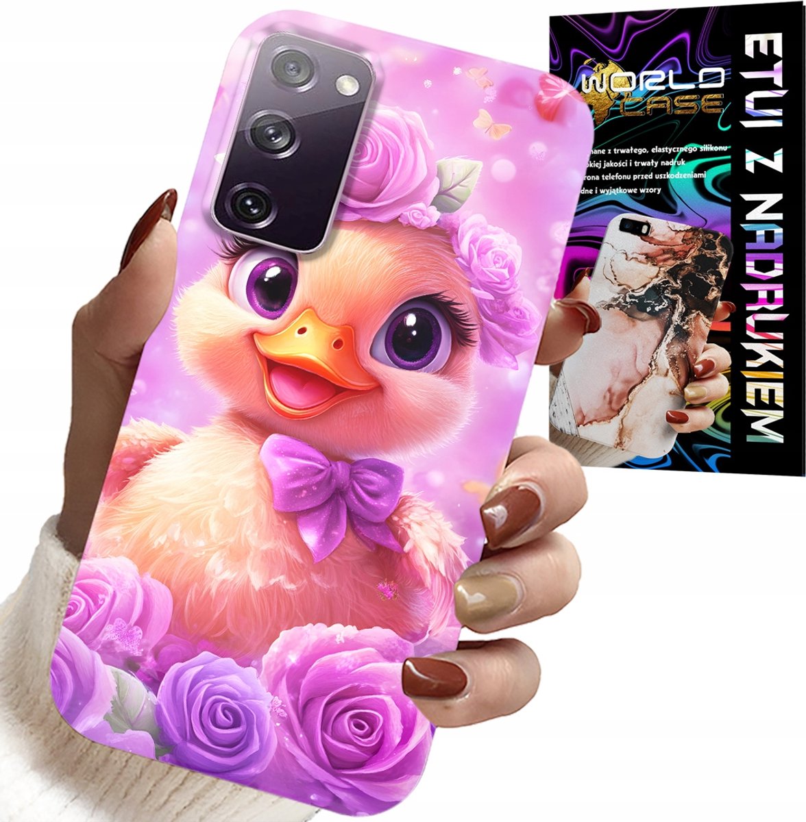 HOESJE VOOR SAMSUNG GALAXY S20 FE - SCHATTIG EENDJE OP EEN ROZE ACHTERGROND