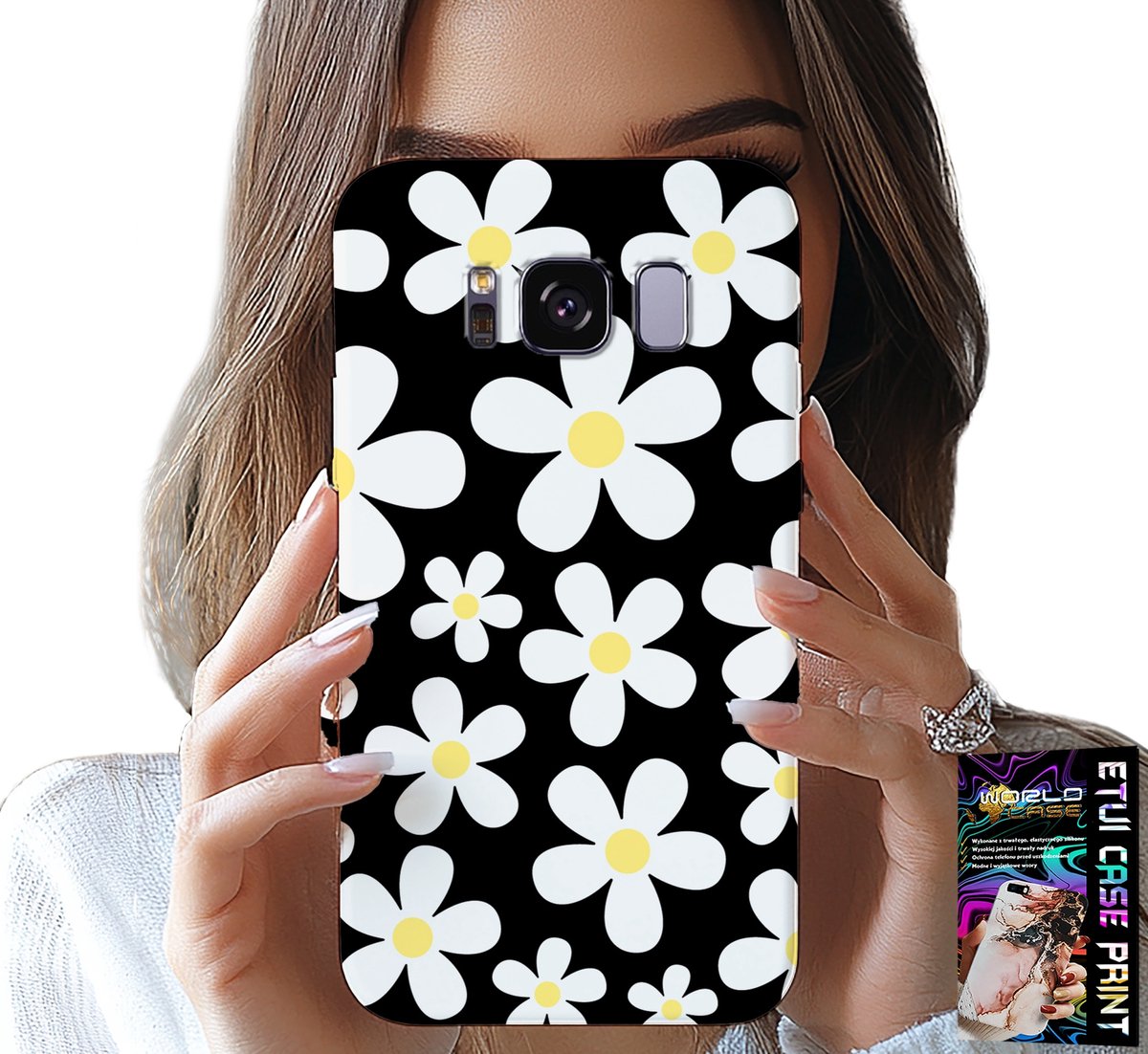HOESJE VOOR SAMSUNG GALAXY S8 - DAISY, DAISIES, FLOWERS, BACK