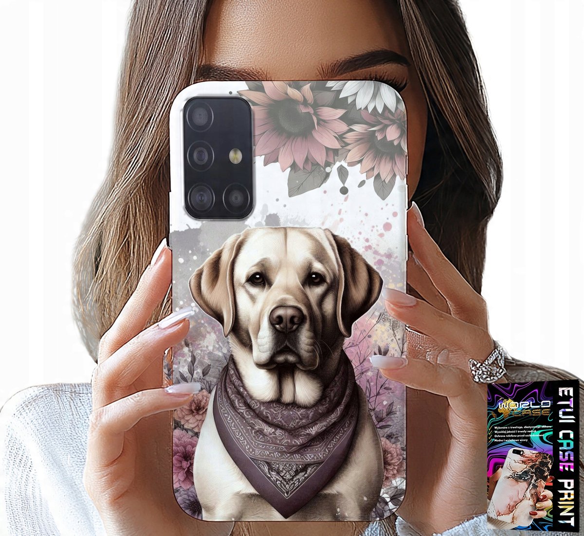 HOESJE VOOR SAMSUNG GALAXY A51 - HONDENPATROON (HUSKY) + GLAS