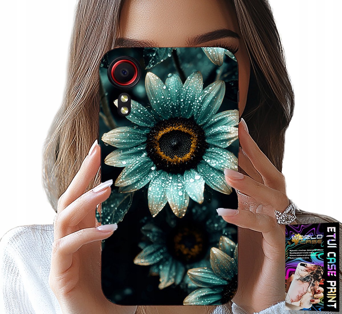 HOESJE VOOR SAMSUNG GALAXY XCOVER 5 - BLAUWE GERBERA + FILM