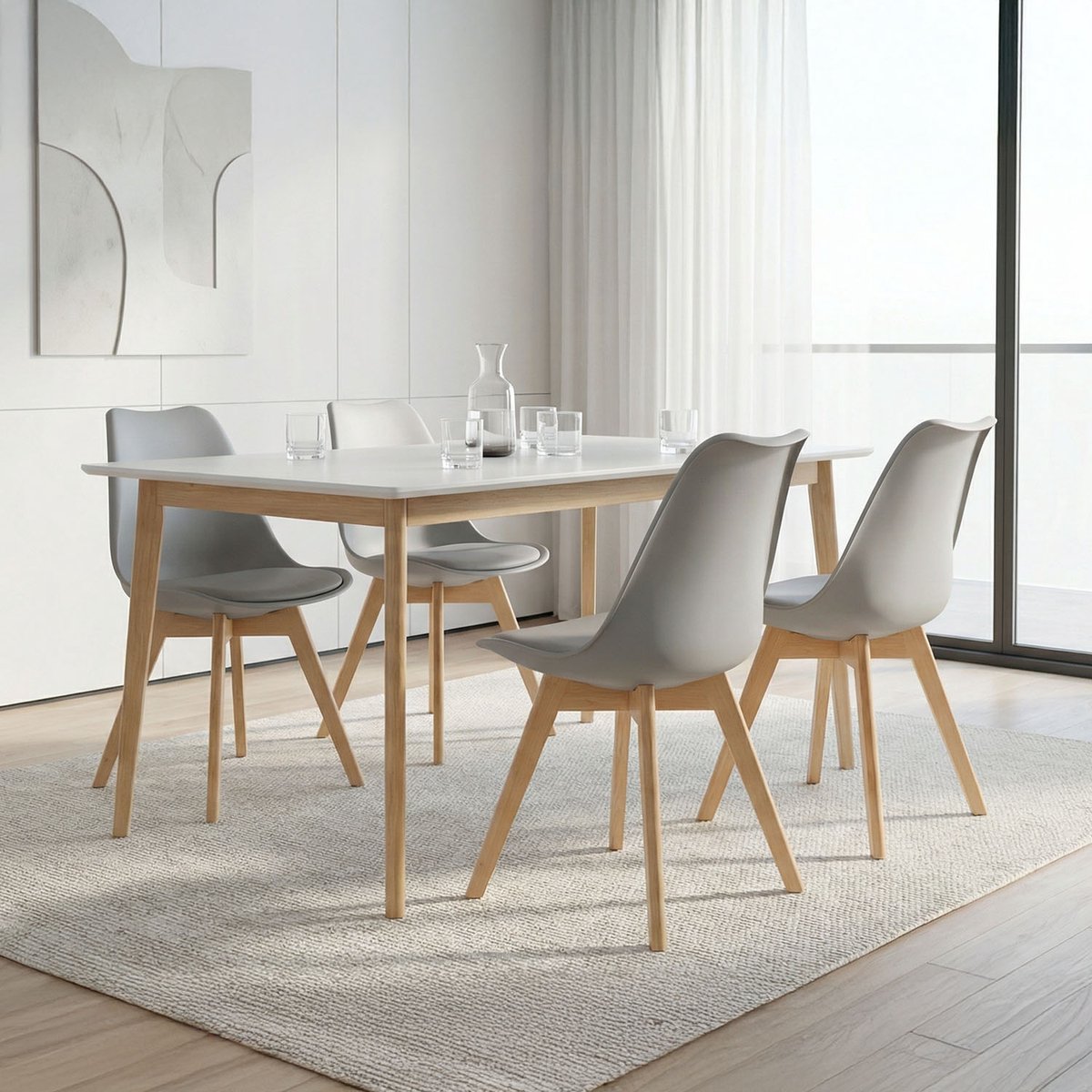 Homestyle4u Eetkamerstoel - 1 stuk - Grijs - Hout en Kunststof