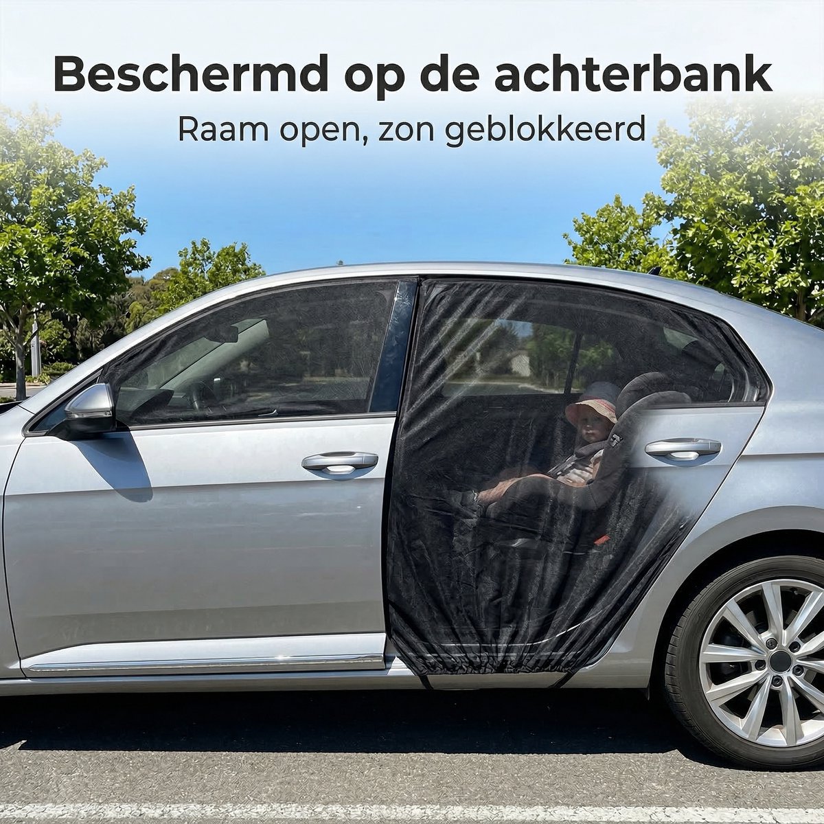 Lomera Zonnescherm Auto Set van 2 - Zonwering - Autozonwering voor Autoraam - Zijruit - Achterruit - UV Protectie - Raamscherm - Zonnegordijn - UV Bescherming - Auto Accessoires - Achterportier - Hittebescherming - Zonnewering — cadeau in Cadeau-ideeën - foto 5