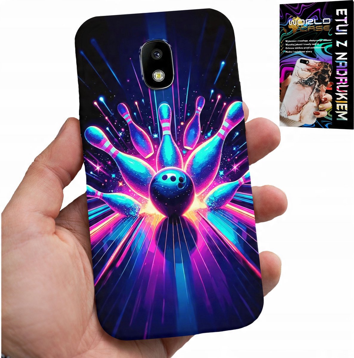 HOESJE VOOR SAMSUNG GALAXY J5 2017 - BOWLING STRIKE COVER, ACHTERKANT