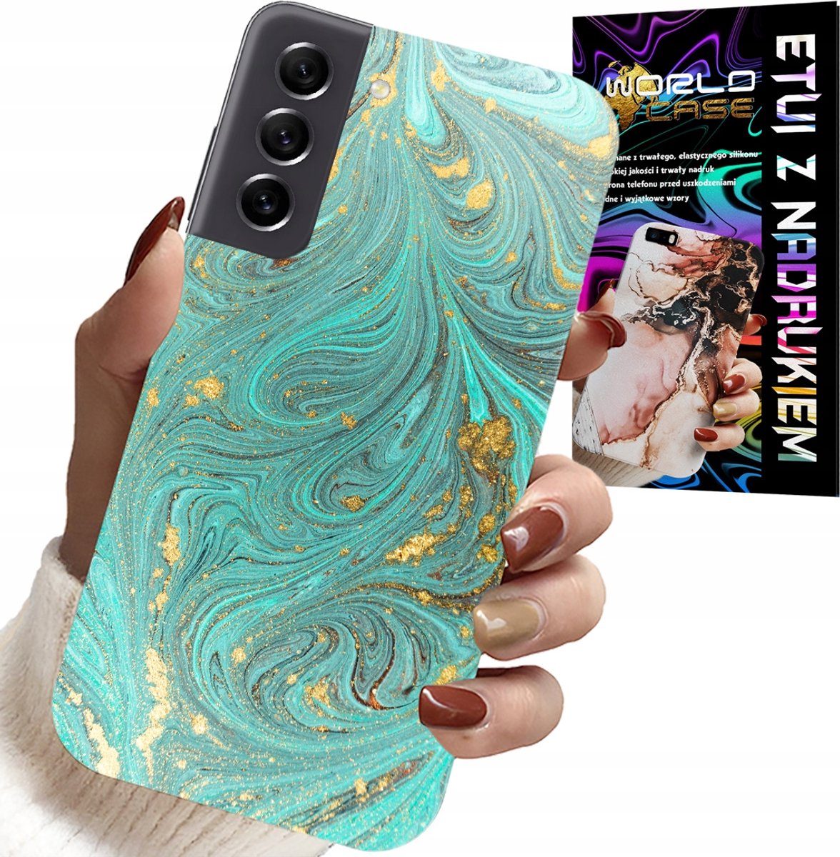 HOESJE VOOR SAMSUNG GALAXY S21 FE - MARMERPATROON + GEHARD GLAS