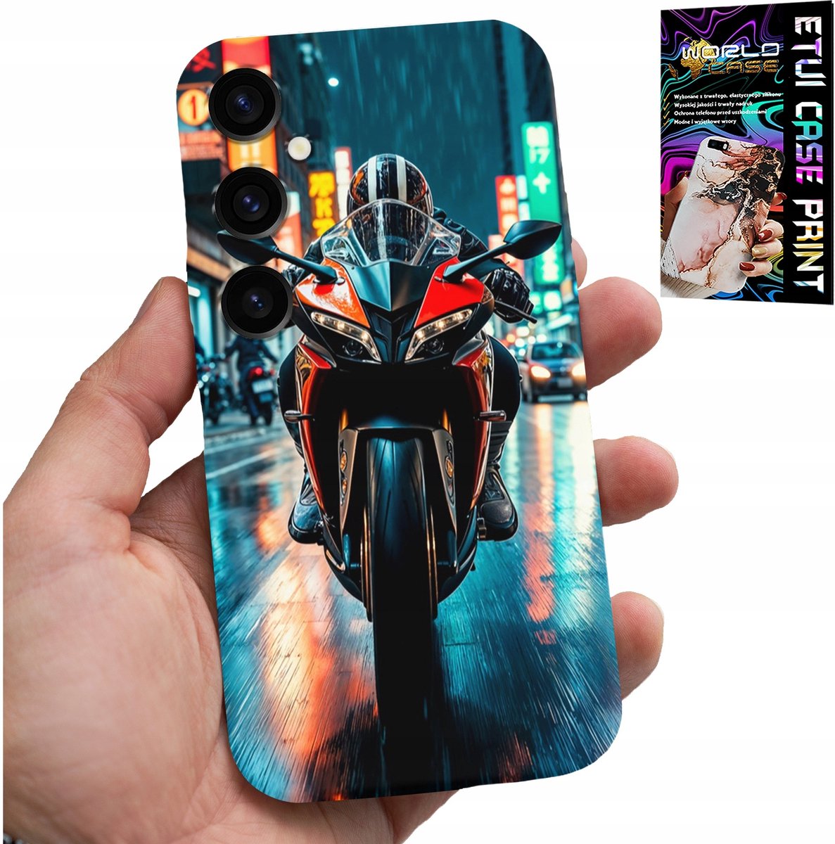 HOESJE VOOR SAMSUNG GALAXY S23 FE - MOTORFIETS, MOTORFIETS, FIETSPATRONEN + GLAS