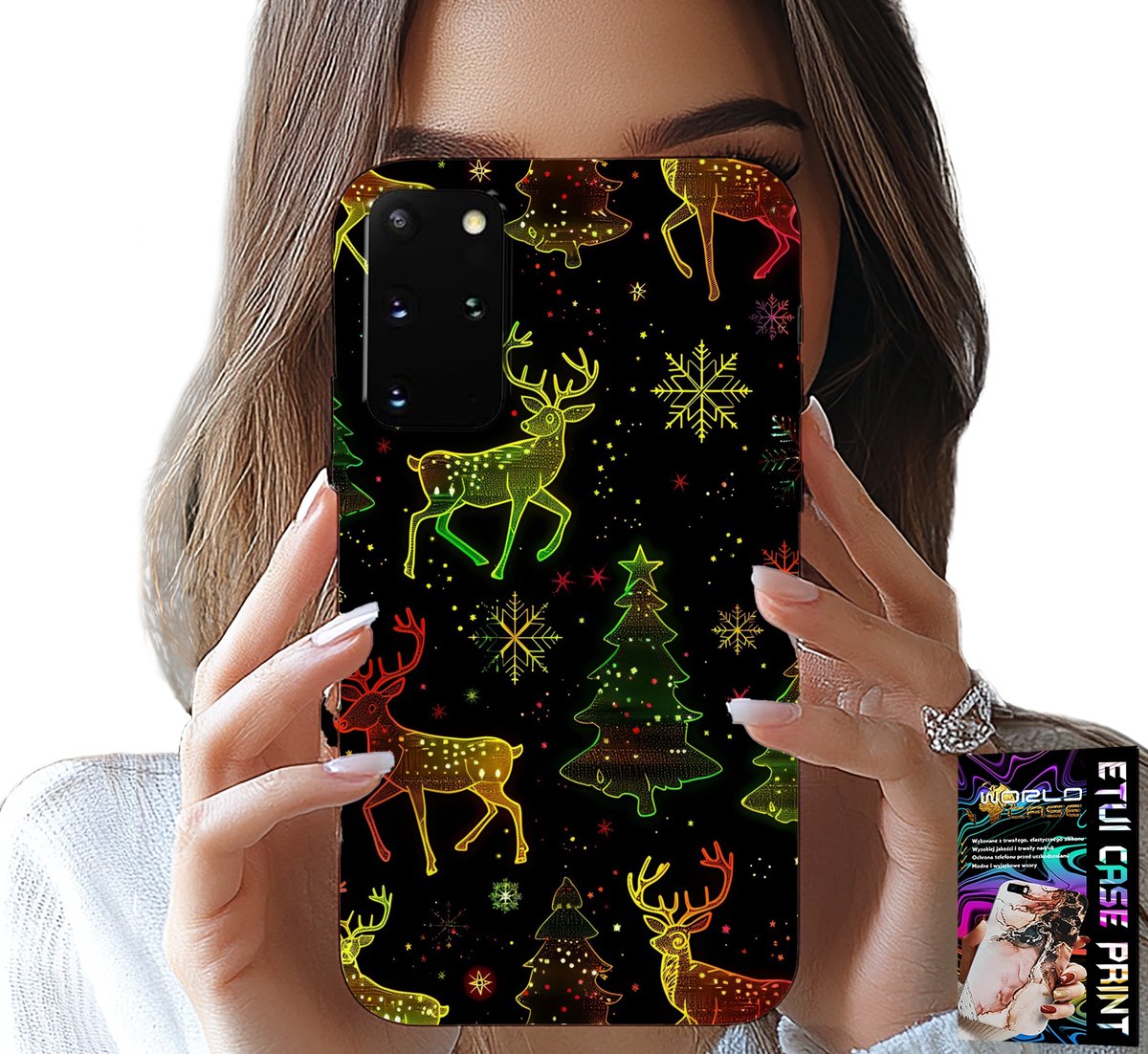 HOESJE VOOR SAMSUNG GALAXY S20 PLUS - RENDIER, SNEEUWVLOK, KERSTBOOM + FOLIE
