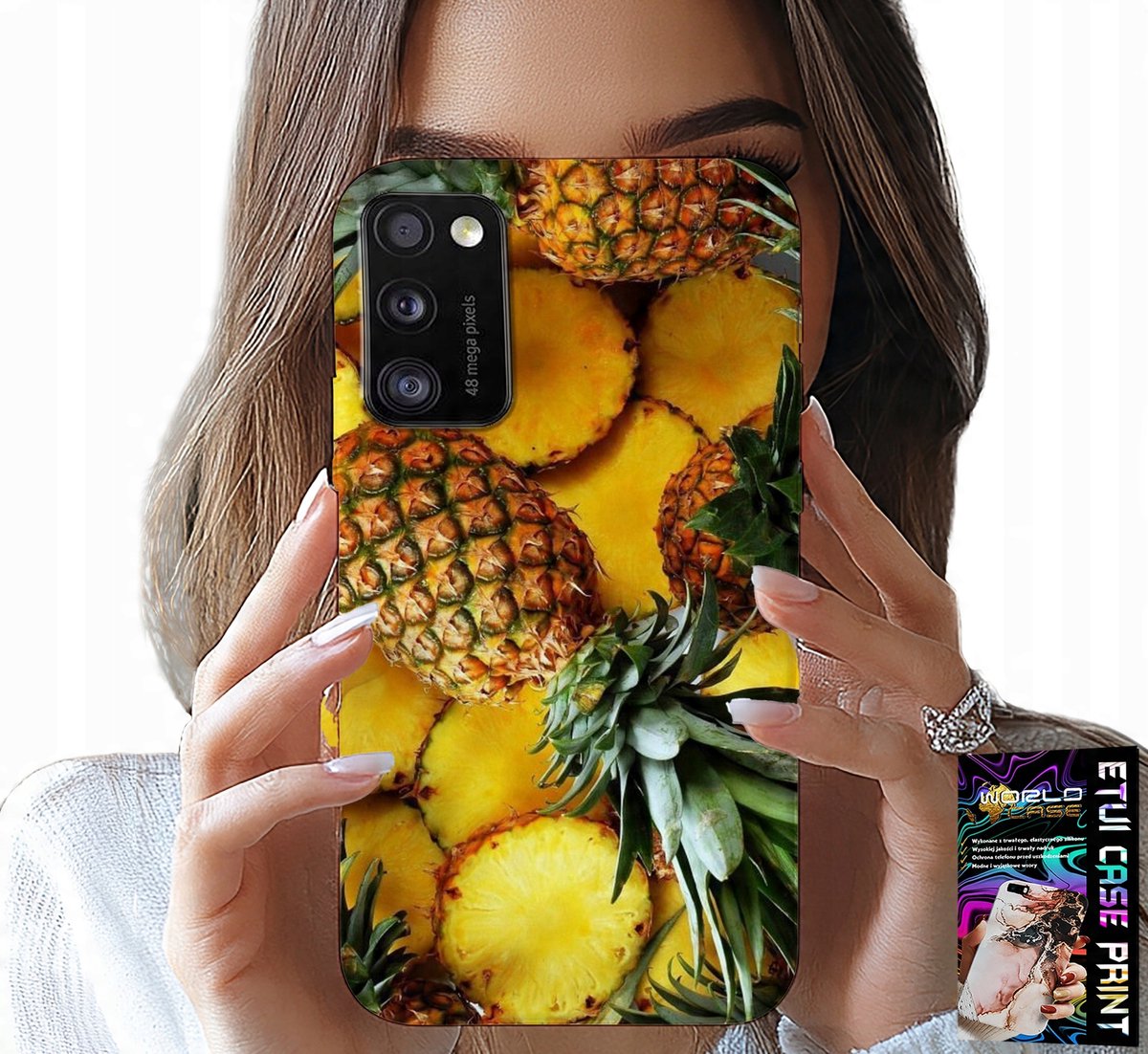 HOESJE VOOR SAMSUNG GALAXY A41 - ANANAS FRUIT HOESJE + GLAS