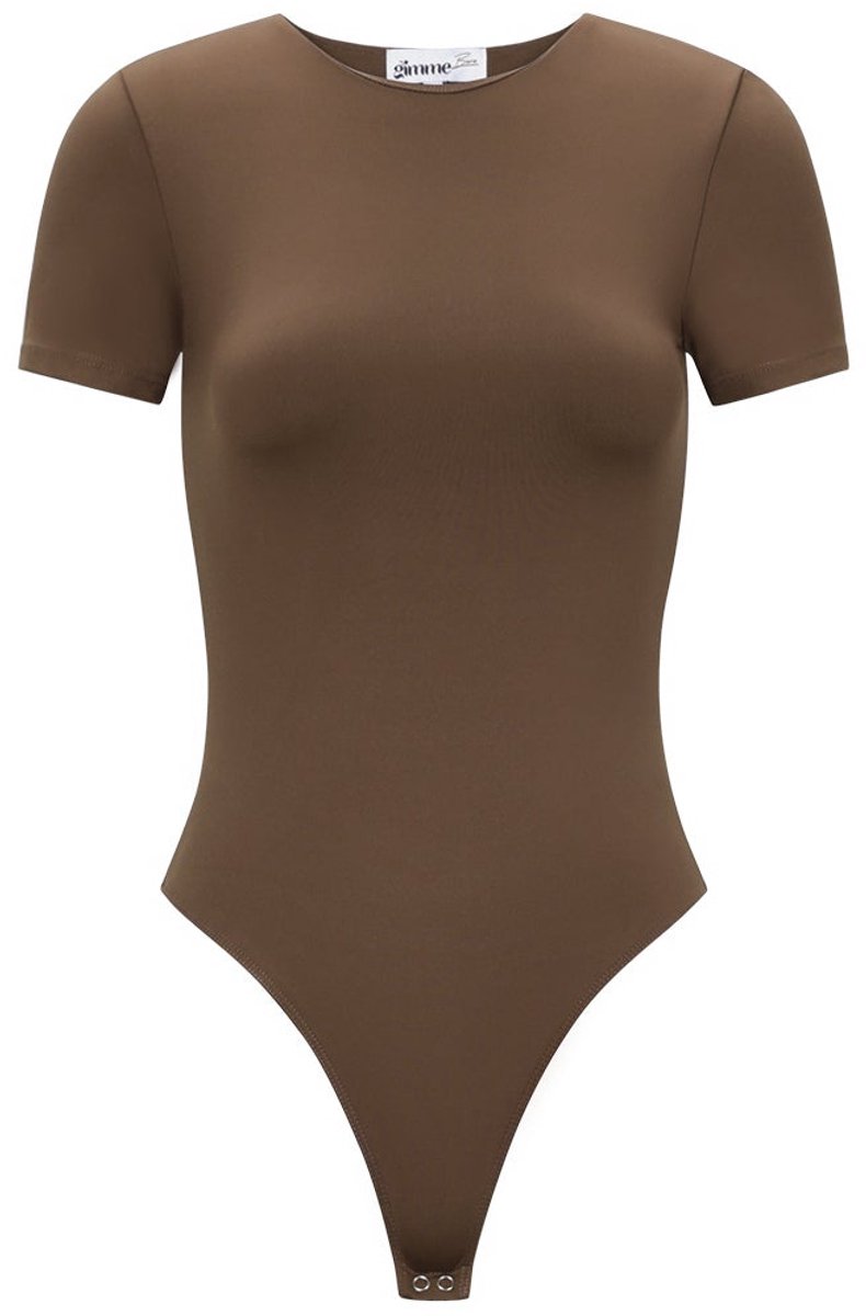 Body Basic T-shirt van gebreid nylon - effen, ademend en elastisch