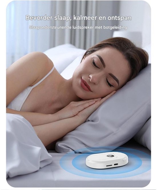 GELLDG Bluetooth-slaapluidspreker - Mini luidspreker met botgeleiding - 92x60x16mm - Draagbaar & met timer - Geschikt voor gebruik onder het kussen - Plastic - Incl. telefoonhouder en TF-kaartsleuf voor ontspanning en slaap — afbeelding 4