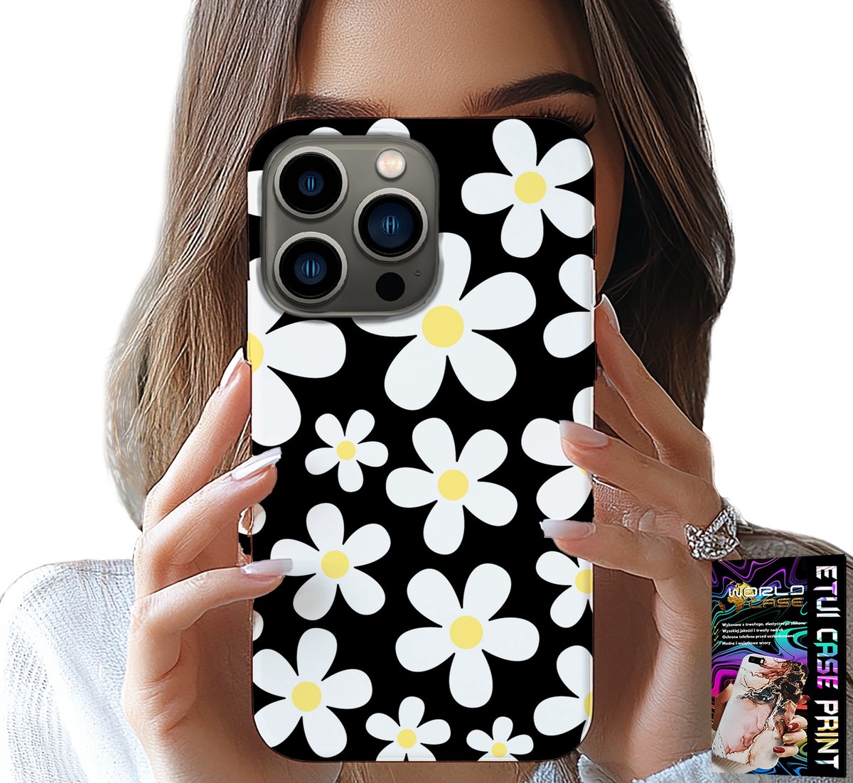 IPHONE 16 PRO HOESJE - DAISY, DAISIES, FLOWERS, BACK