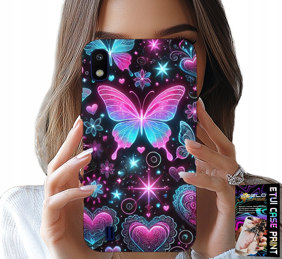 HOESJE VOOR SAMSUNG A10 - KLEURRIJK VLINDER- EN HARTMODE HOESJE