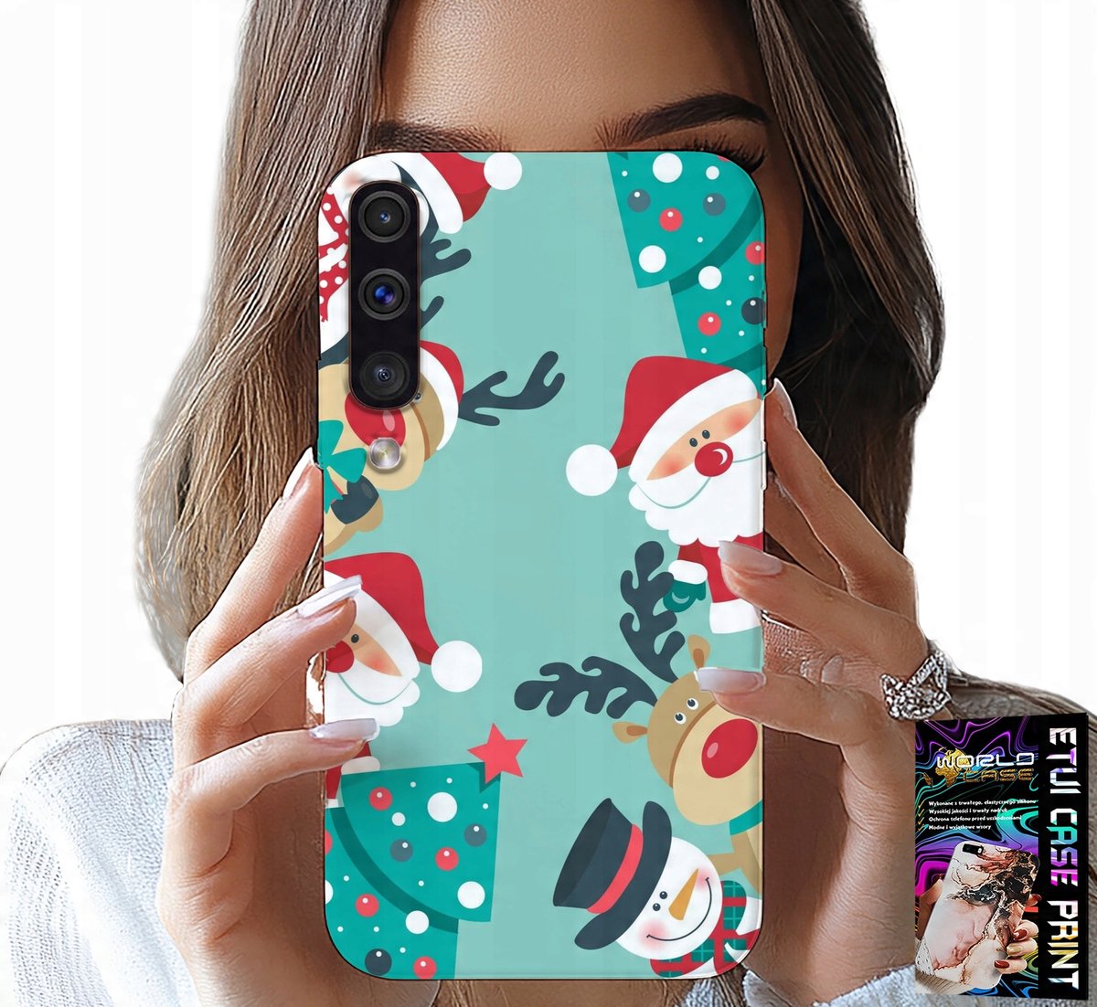 HOESJE VOOR SAMSUNG GALAXY A70 - KERSTPATRONEN MET KERSTMAN, RENDIER EN SNEEUWPOP