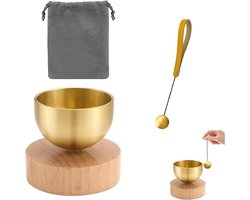 Tibetaanse Klankschaalset Mini - 3-Delige Set - Mini Messing Klankschaalset - Klank Schaal - Mini Klankschaalset - 3-in-1 Meditatietool - Mooie Cadeaus - Geschikt Voor Meditatie En Yoga - Geel