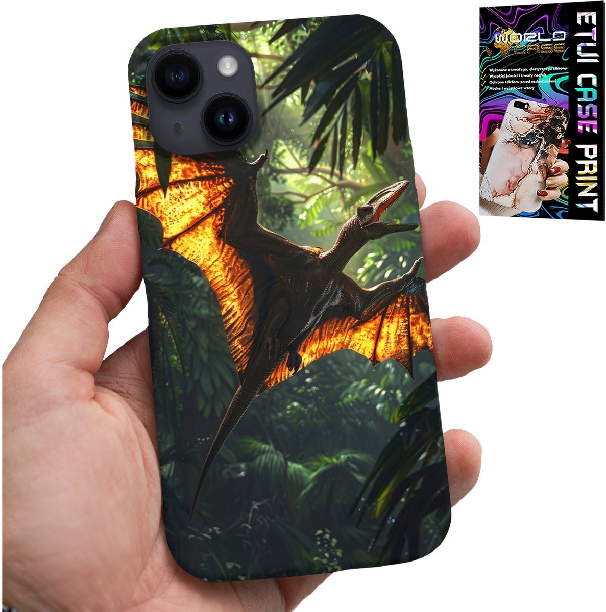 iPhone 15 Plus hoesje - Dino dinosaurus pterodactyl achterkant hoesje