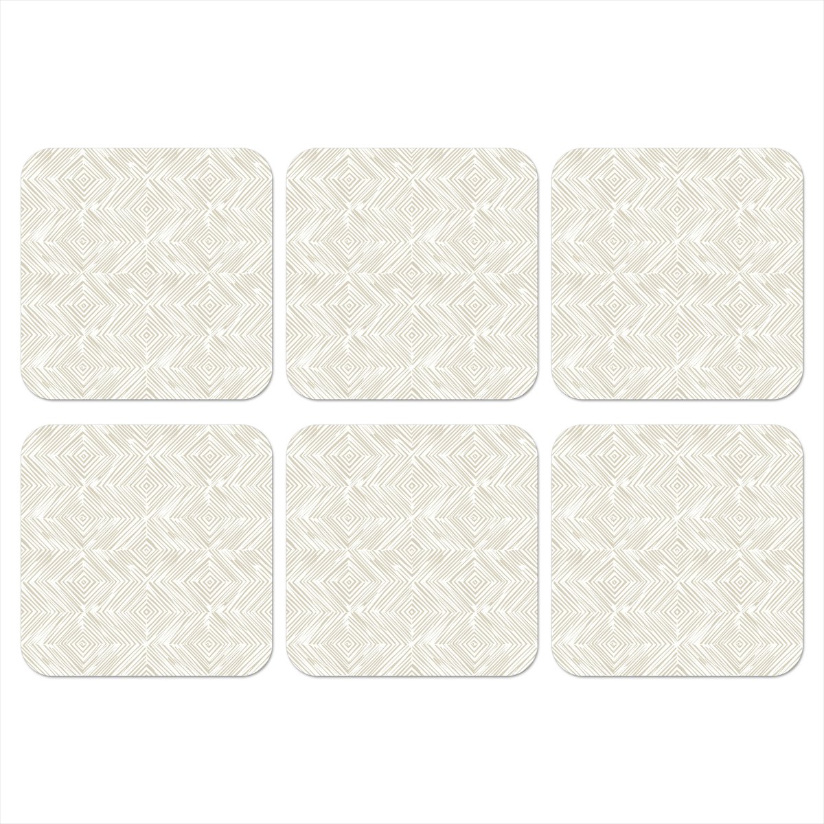 Onderzetters voor glazen - Abstract - Ruiten - Beige - 10x10 cm - Glasonderzetters - 6 stuks
