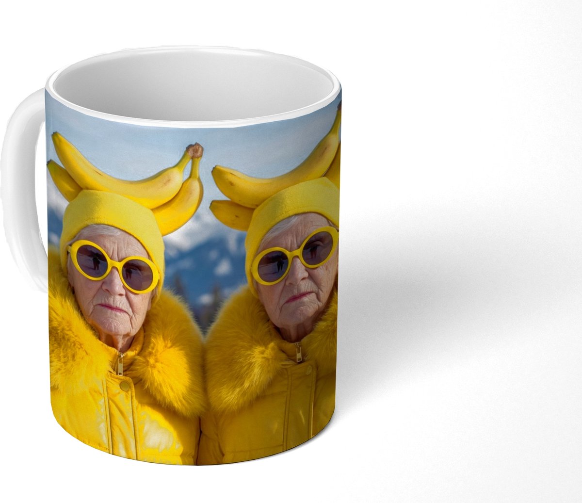 Mok - Koffiemok - Vrouwen - Bananen - Geel - Mokken - 350 ML - Beker - Koffiemokken - Theemok