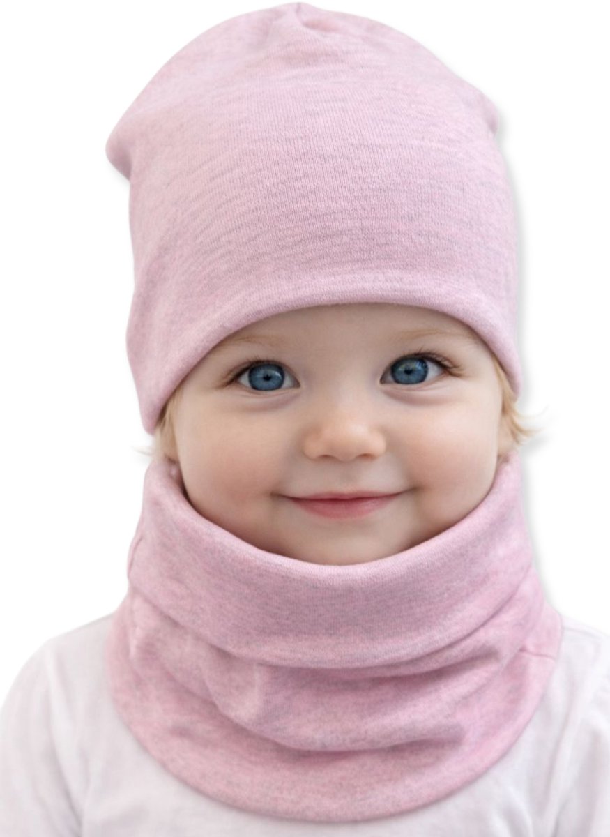 Dartomik - Babymuts en Sjaalset - Roze - Maat 34/38 - OEKO-TEX®