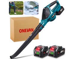 ONEVAN Accu Bladblazer 21 V - 219 km/u Elektrische Bladblazer - 5 versnellingen - met 2x accu's - draadloze bladblazer voor tuin, bladeren, stof en sneeuw