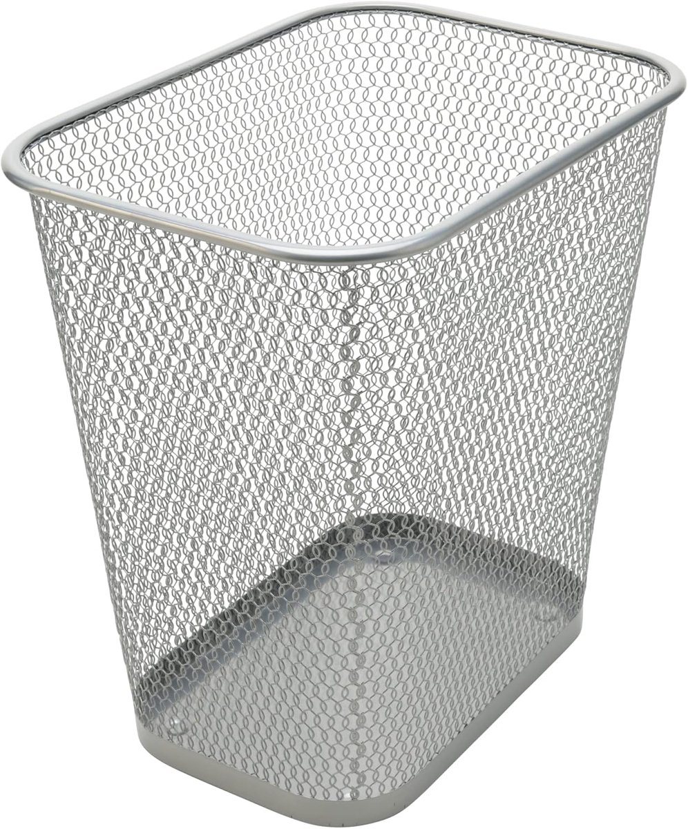 Prullenbak - Afvalbak - Kantoor Keuken - Stalen Gaas Constructie - 3 5 Gallons - Zilver