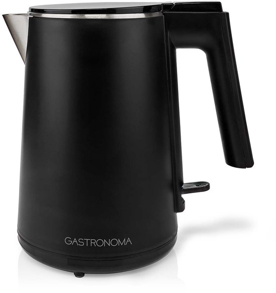 Gastronoma 18130004 - Waterkoker - 1,0 l - 1200 W - Dubbelwandig - Mat zwart - Moederdag Cadeautip