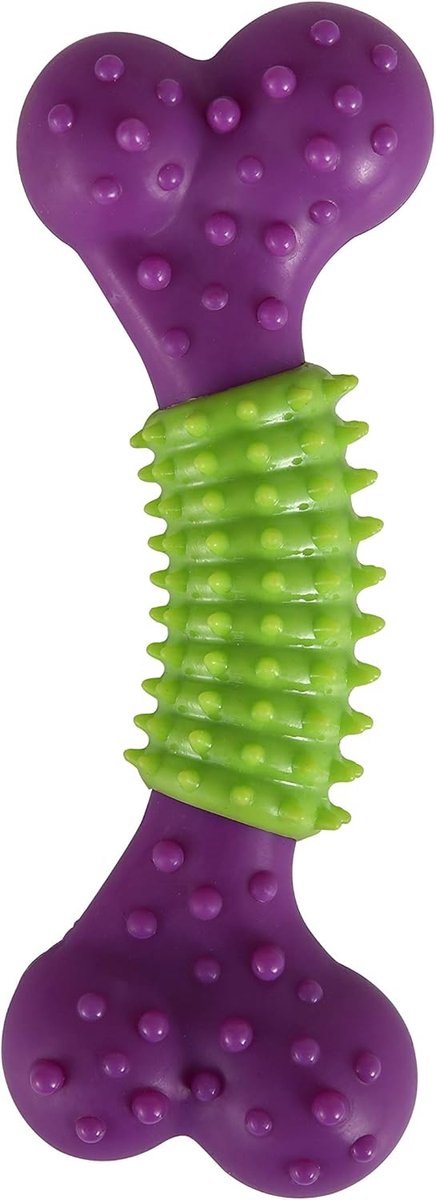Tandspeelgoed DuoBone - Kauwspeelgoed Honden - Gebitsverzorging Spelen - Vermindert Plaque Tandsteen - 23 cm 82 gram - Paars Kip
