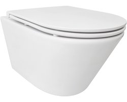Wiesbaden Vesta Tornado Wandcloset Rimless met Flatline Zitting - Mat Wit