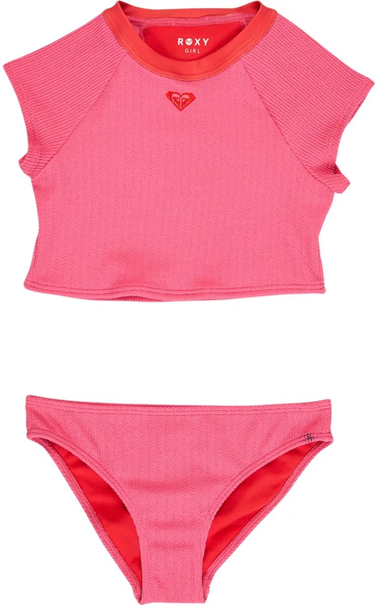 Roxy Set Aruba Crop Korte Mouw Rash Guard 14 Years Meisje Sangria Sunset