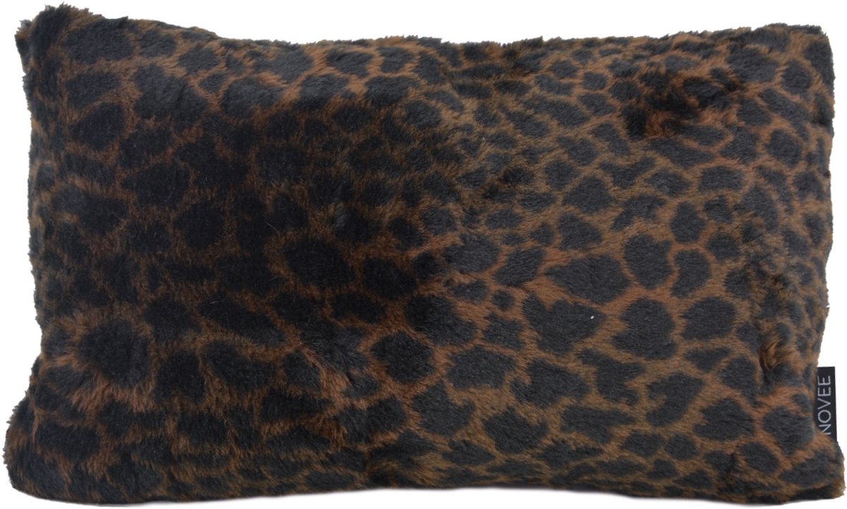 NOVÉE Sierkussen Fluffy Luipaard Bruin | 30 x 50 cm | Polyester Bruin/Zwart
