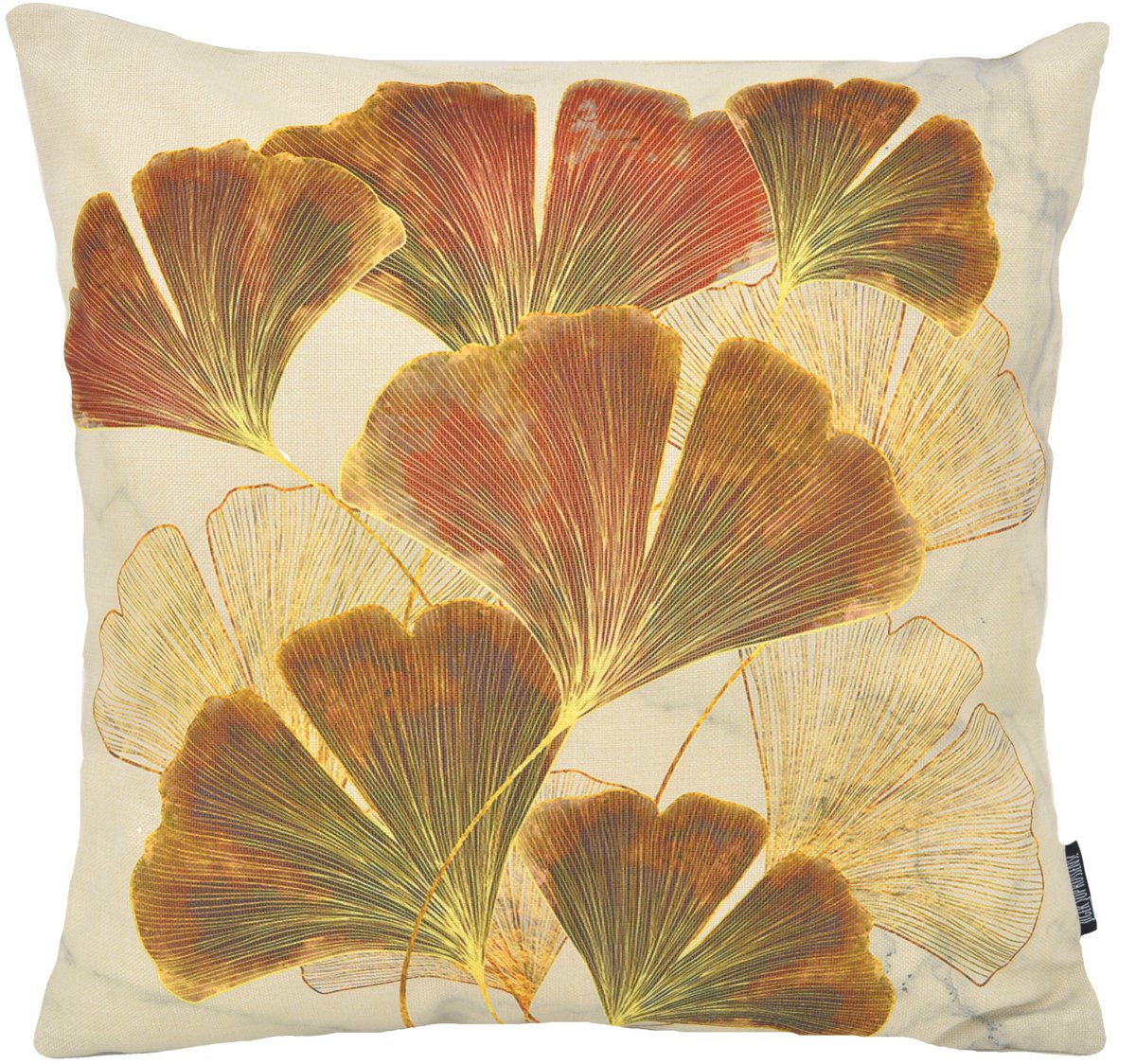 Gek op Kussens! Sierkussen Ginkgo #4 | 45 x 45 cm | Katoen/Linnen Bruin-Goud