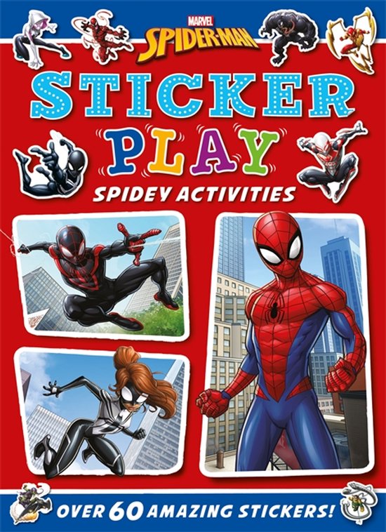 Stickerboek "Marvel Spider-Man: Sticker Play Spidey Activities" met Spiderman, Miles Morales en Spider-Gwen. "Over 60 amazing stickers!"